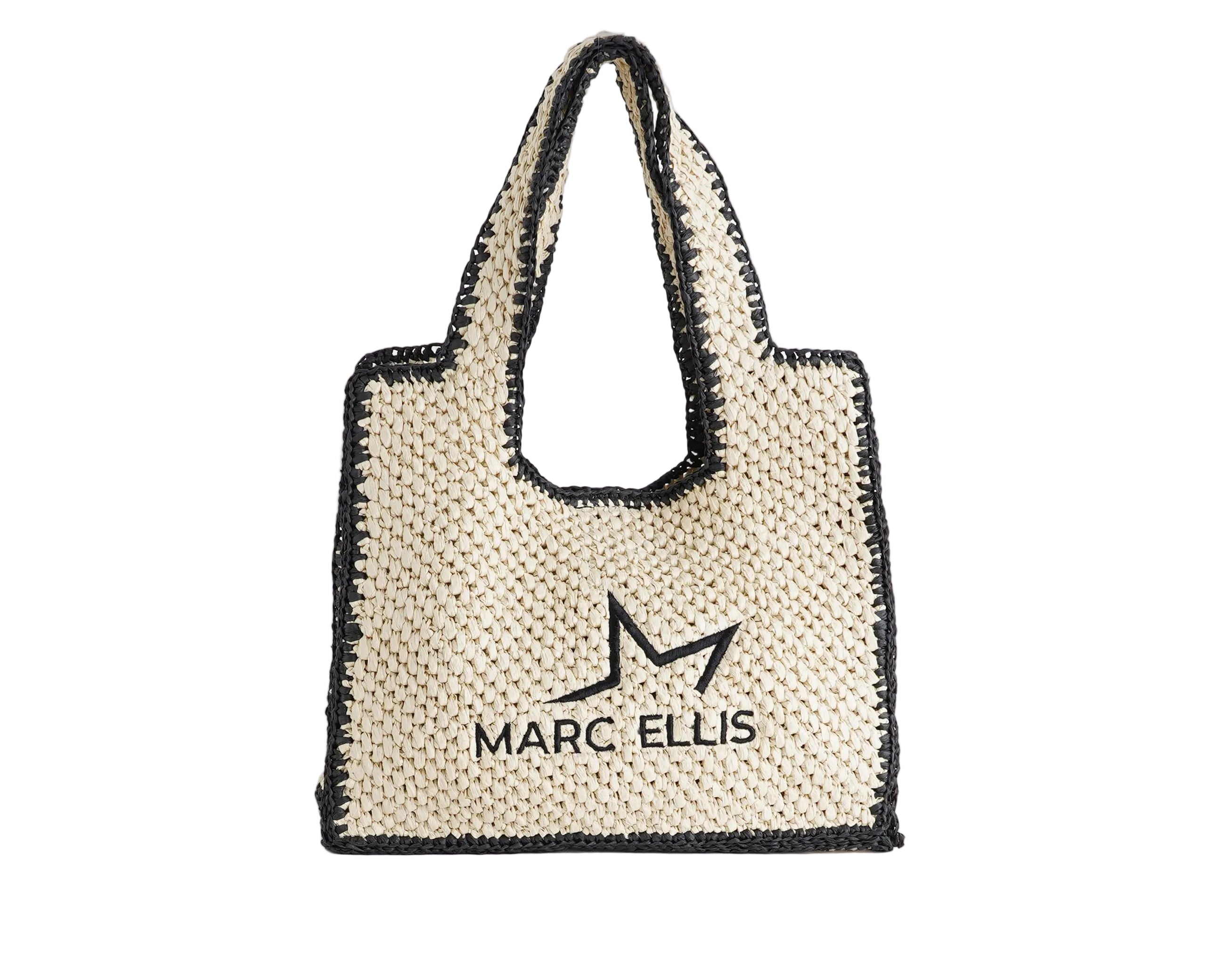 Borsa a spalla Marc Ellis Buby S.Paul natural da donna in rafia, chiusura clip, 30x36x16 cm
