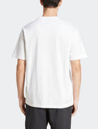 Vista posteriore t-shirt Adidas Essentials Linear JE9000 bianca uomo