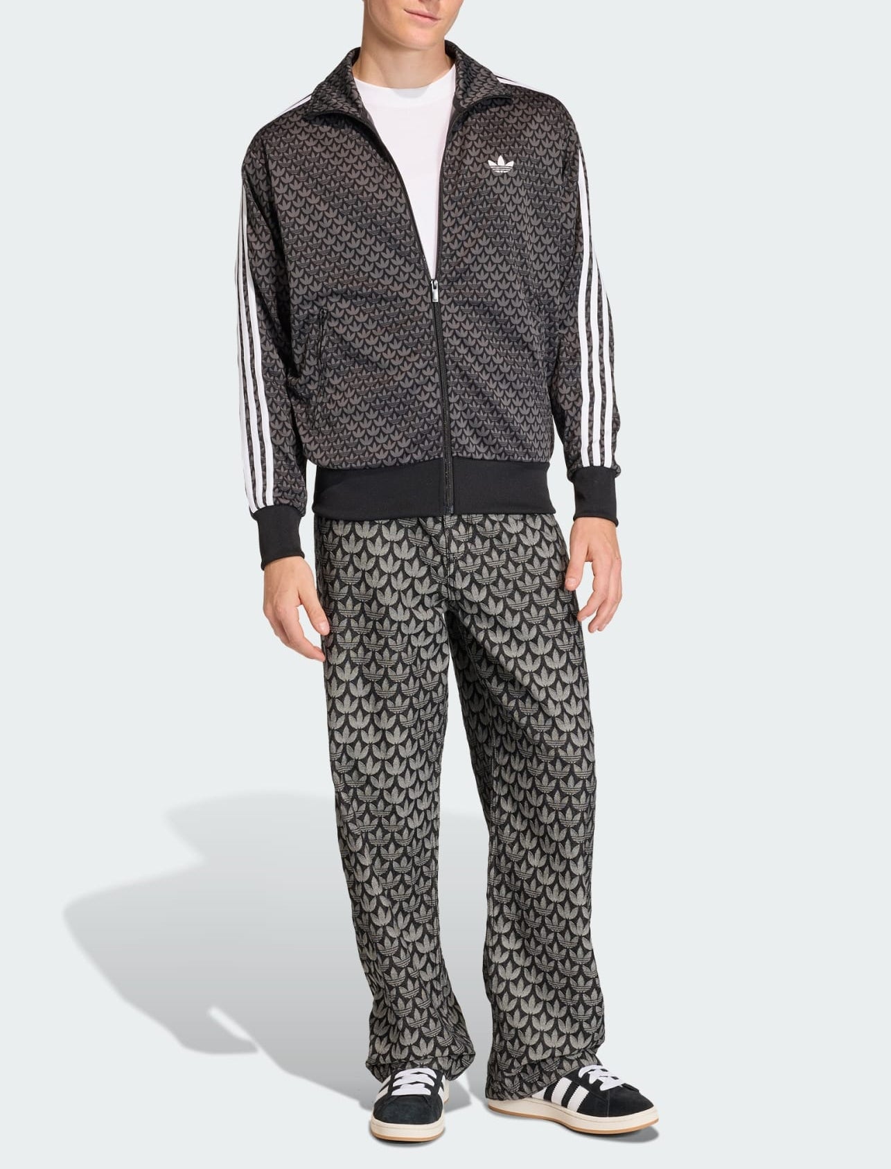 Giacca Adidas Monogram Loose Firebird KC9158 nera uomo vista frontale