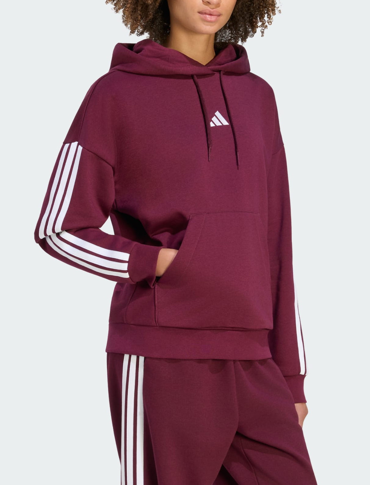 Felpa con cappuccio Adidas Essentials 3-Stripes KX0791 Maroon/Ivory Donna
