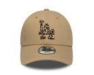 Cappellino New Era 9FORTY LA Dodgers MLB Animal Infill beige bambino – vista frontale con logo LA Dodgers ricamato