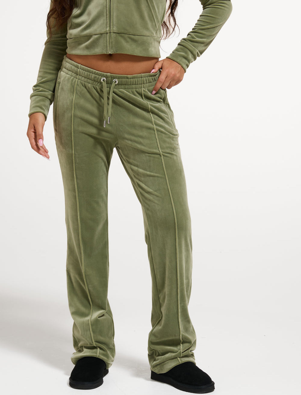 Jogger a gamba dritta Juicy Couture Tina Diamond VEJH70047WPFOG9 Verde Oliva Donna