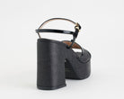 Sandalo con plateau Albano 5574 nero da donna, tomaia in rafia e cinturino regolabile, plateau 3 cm