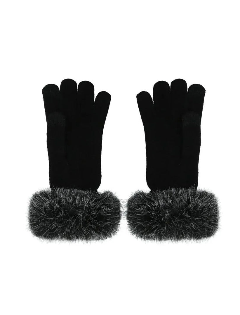 Guanti con Fakefur 2F6055 MAA06 Nero