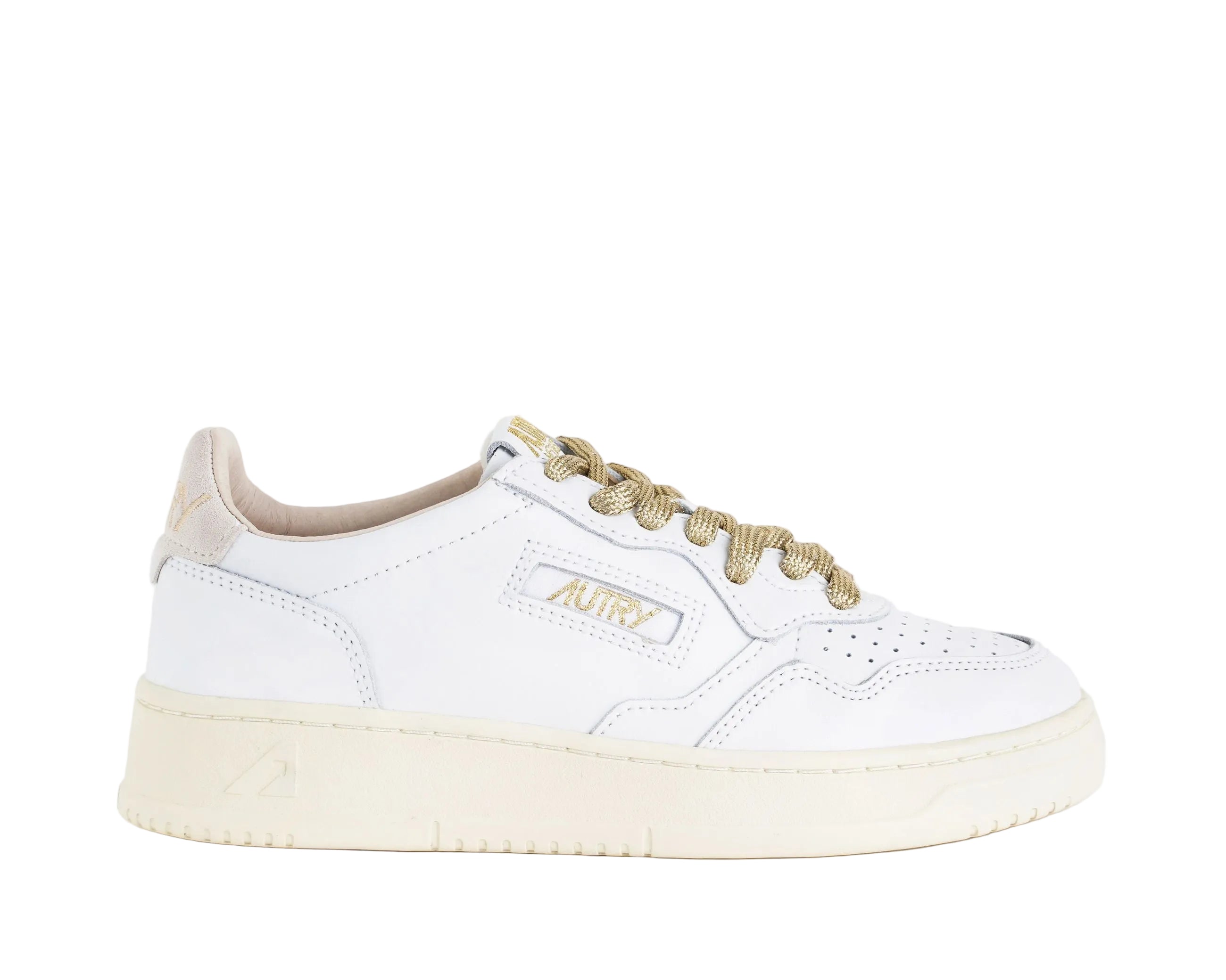 AUTRY Medalist Low AULW SW01 sneakers donna pelle bianca lurex oro