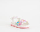 Sandalo Lelli Kelly Eloise bambina bianco fantasia floreale con perline e paillettes ricamate