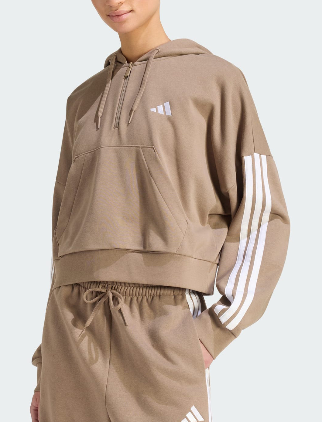 Felpa Adidas Essentials 3-Stripes KF8315 Khaki Donna