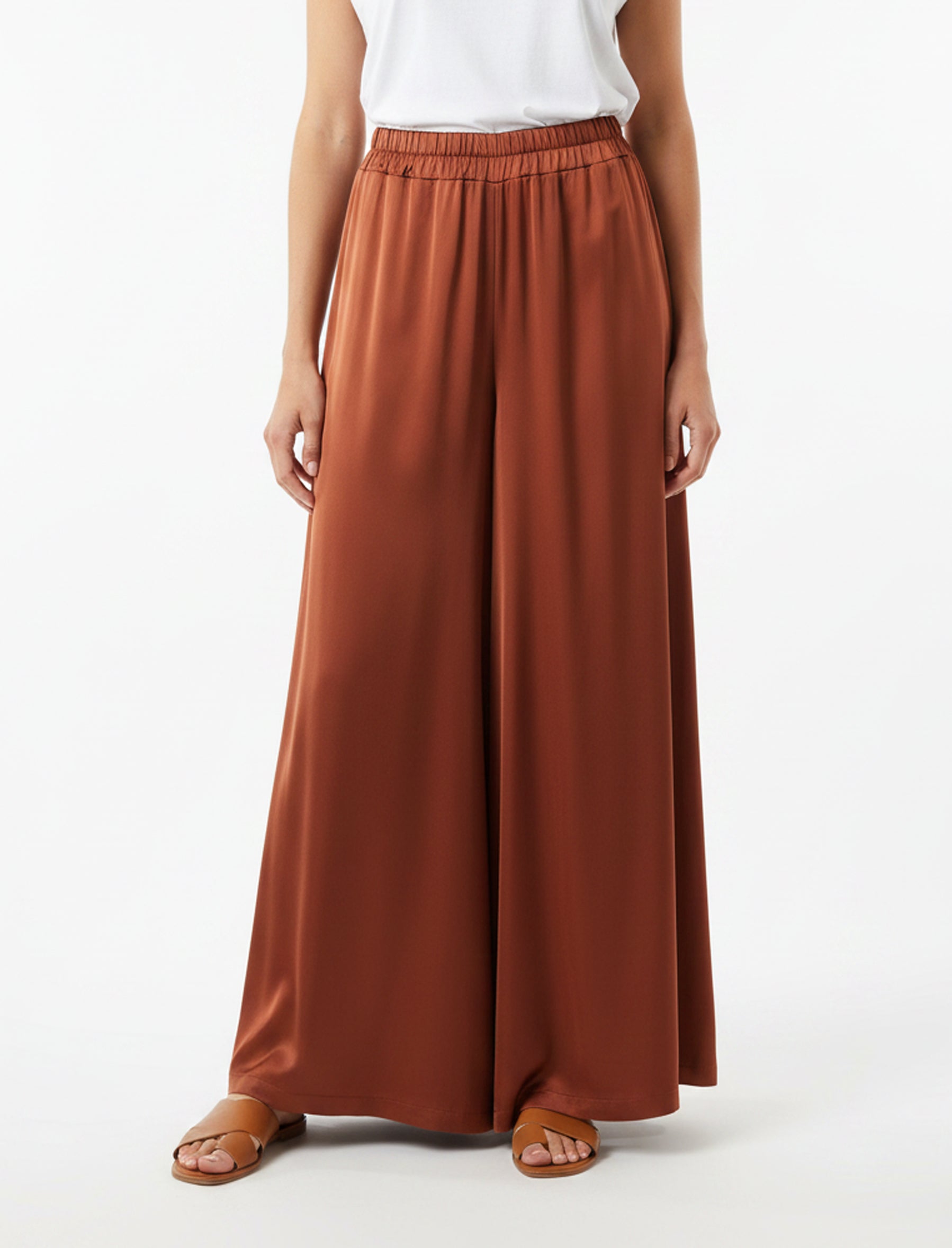 Pantaloni Anonyme in raso viscosa P76ST232 Brick 