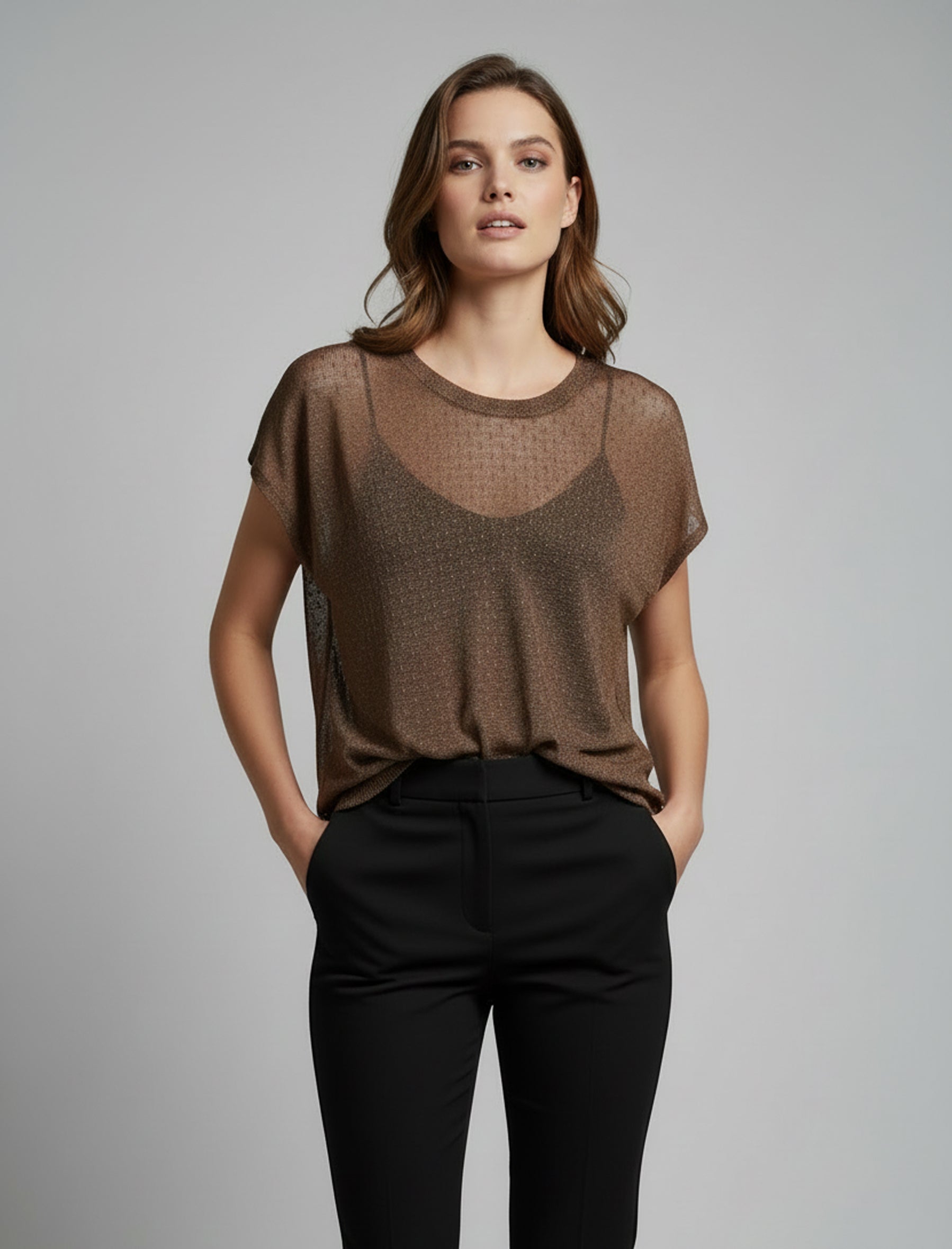 Maglia in lurex Anonyme K46SB301 Bronze
