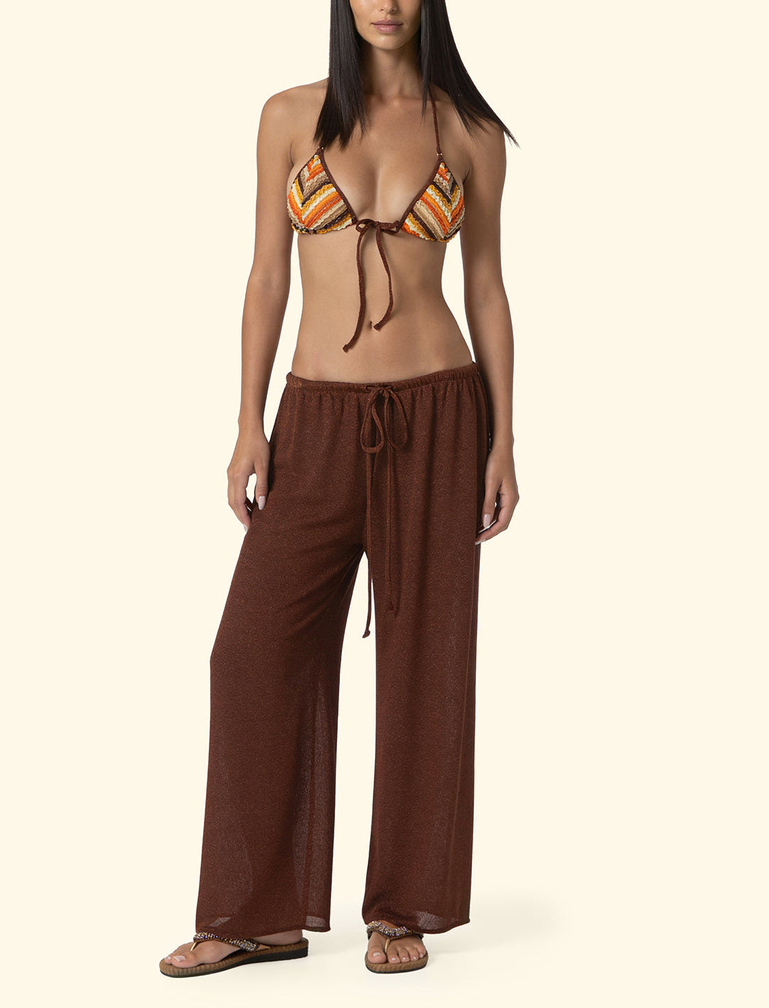 Pantalone in lurex F**k FK26-SW0757BN Marrone Donna