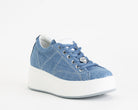 Sneakers con zeppa IGI&CO 1146800 in tessuto denim da donna, plantare rimovibile, soletta in pelle, suola in gomma, altezza 55 mm
