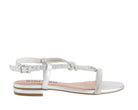 Sandalo basso Bibi Lou Myna 956Z00HG da donna, tomaia in tessuto con strass e similpelle argento

