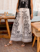 Pantaloni a palazzo Pahiesa PAG2603 Ecru/Black