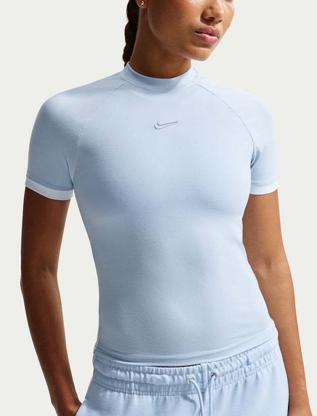 Top a manica corta slim fit Nike IO1291-407 Hydrogen Blue Donna
