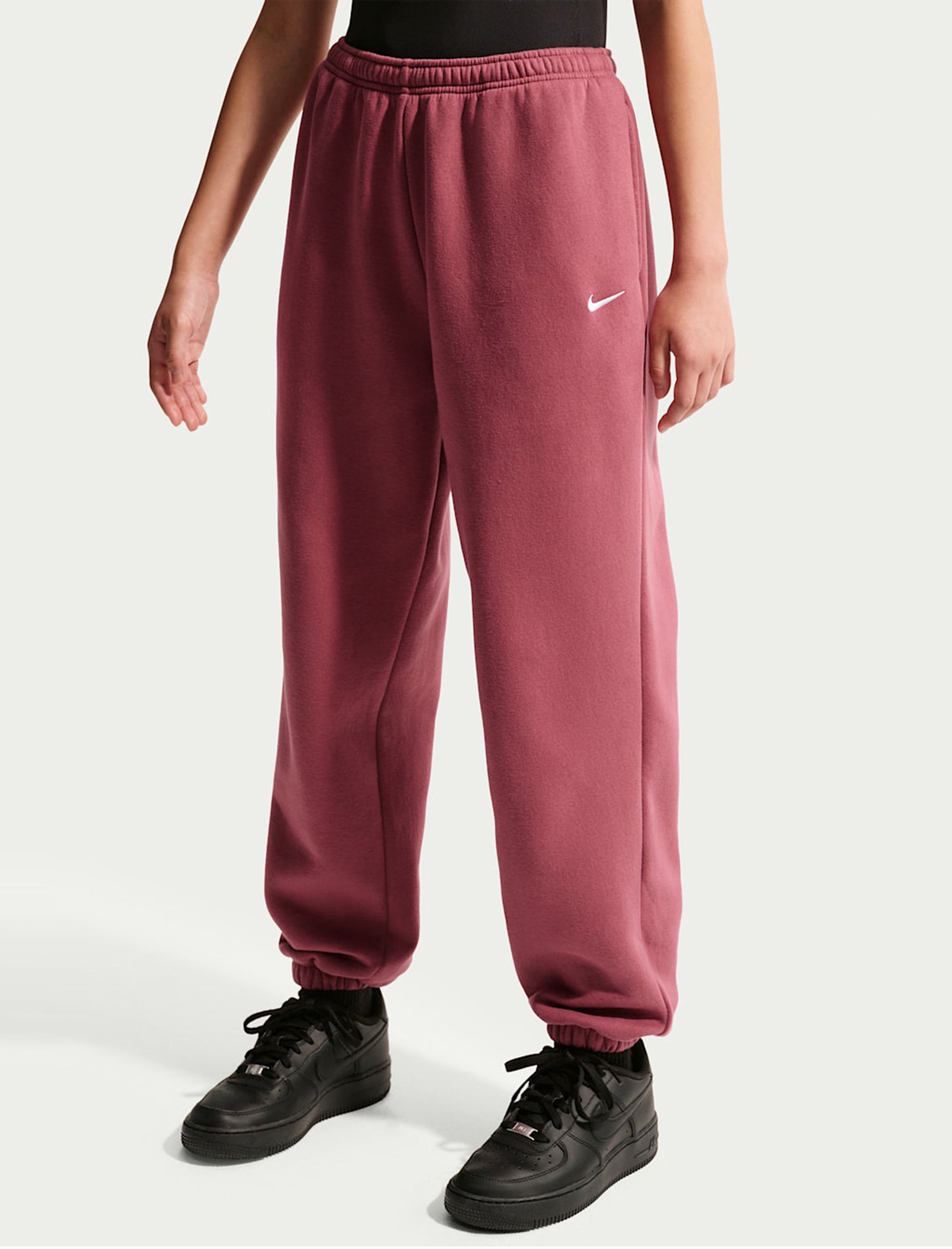 Pantaloni loose fit Nike Studio Fleece IM4905-654 Pink Smoke/(White) Unisex bambino