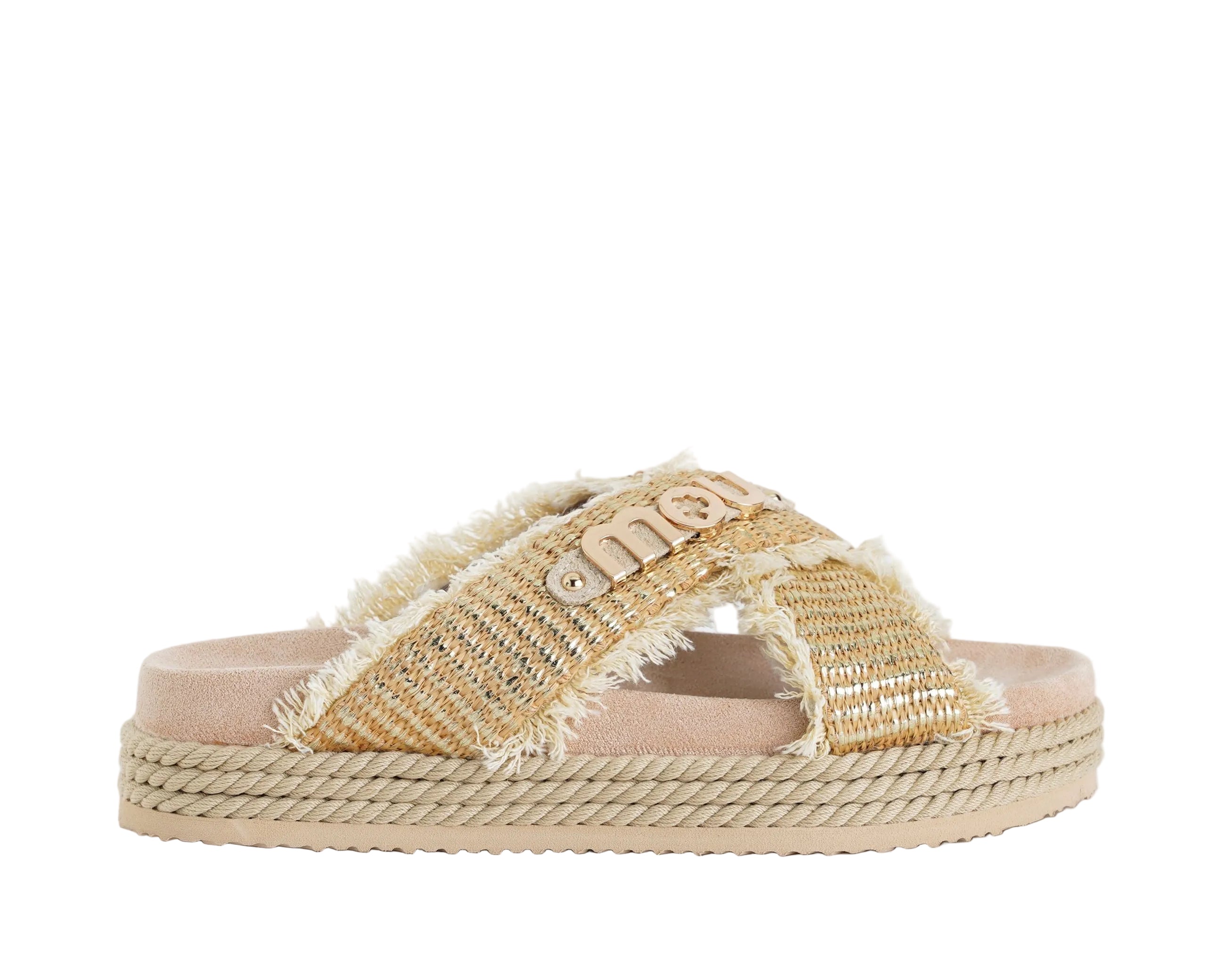 Sandalo Mou Criss-cross Sandal Raffia Metal Naturale MU.SW451009K Donna