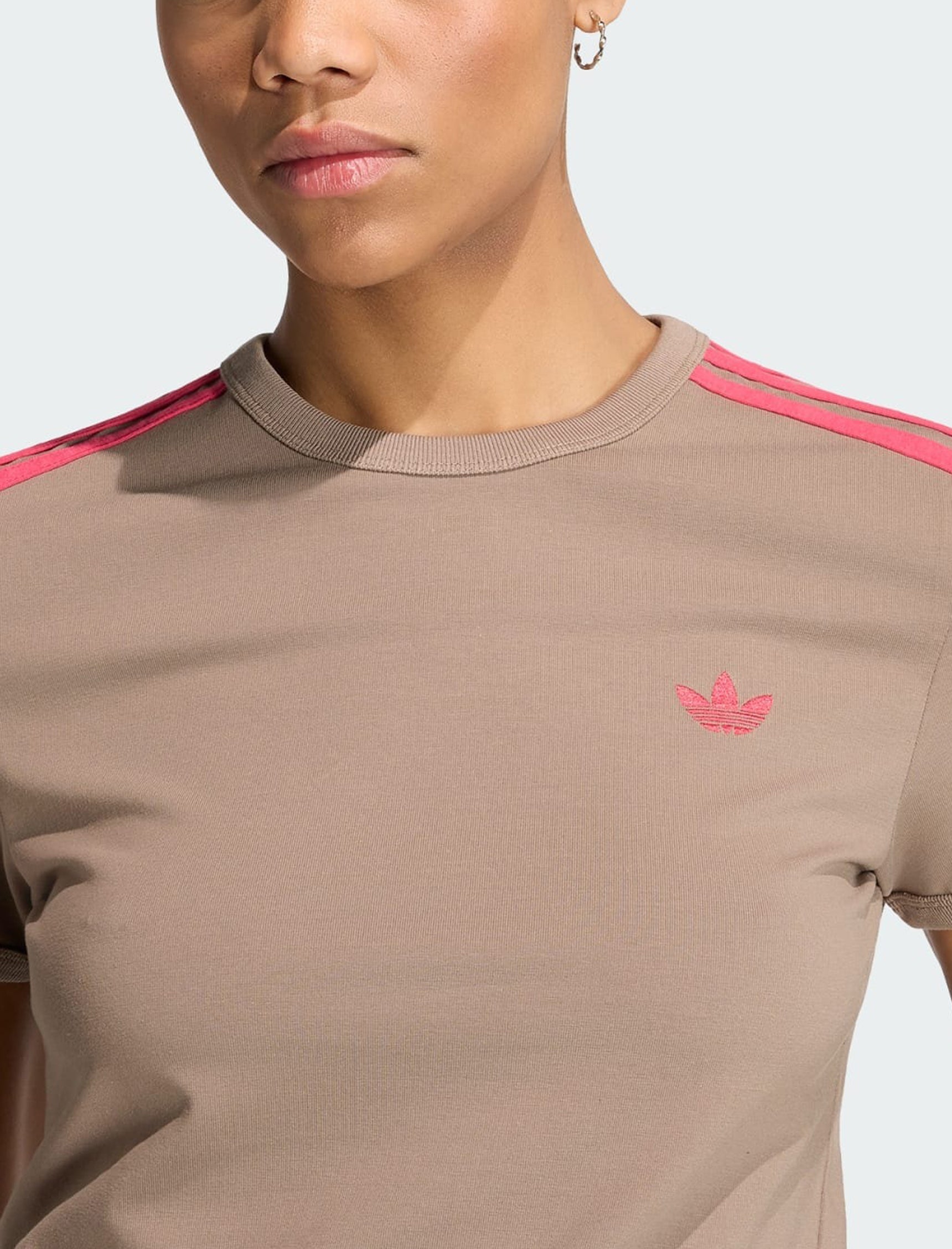 T-Shirt Adidas 3 Stripes KU8192 Khaki Six / Power Pink