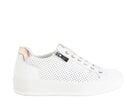 Sneakers con zeppa IGI&CO 1144511 bianco da donna, tomaia in nappa con lacci e zip, zeppa 35 mm
