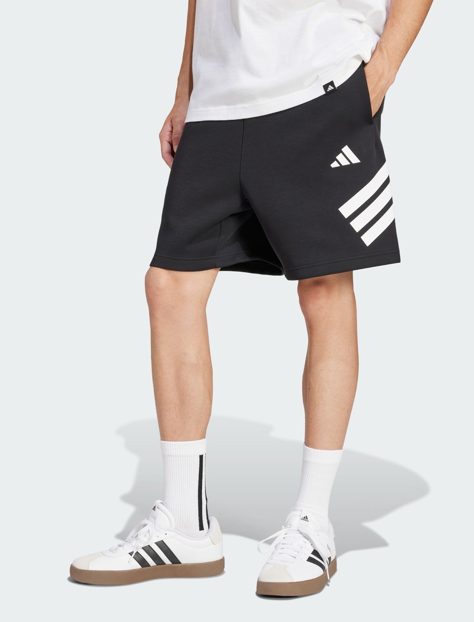 Shorts Adidas Future Icons 3-Stripes JD4884 neri uomo vista frontale