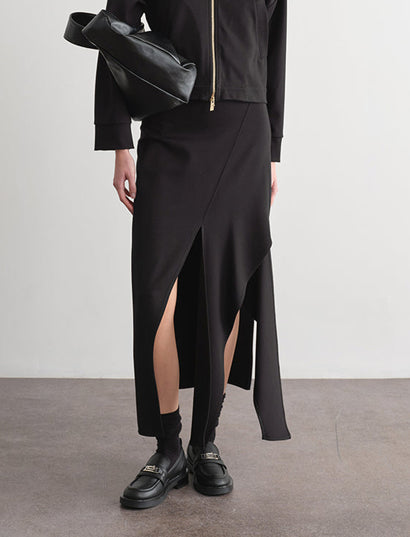 Gonna midi con spacchi JIJIL JPI25GO059.0JE0138 Nero Donna