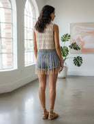 Gilet con frange Pahiesa KIG2610 Ecru 