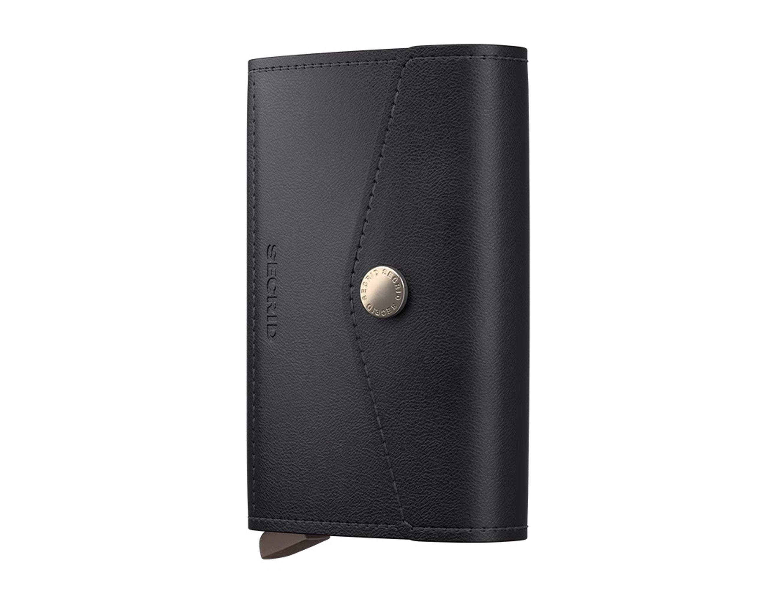 Portafoglio Secrid EOR-Black colore Black – envelope wallet in pelle con protezione RFID e chiusura a bottone
