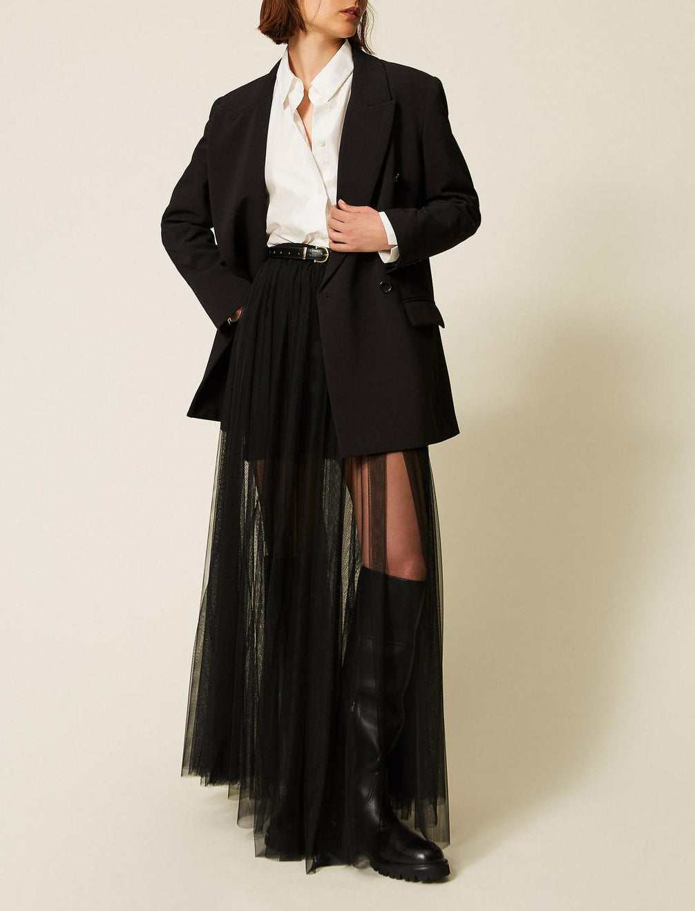 Gonna lunga tulle Twinset 262LI2GPP Nero Donna