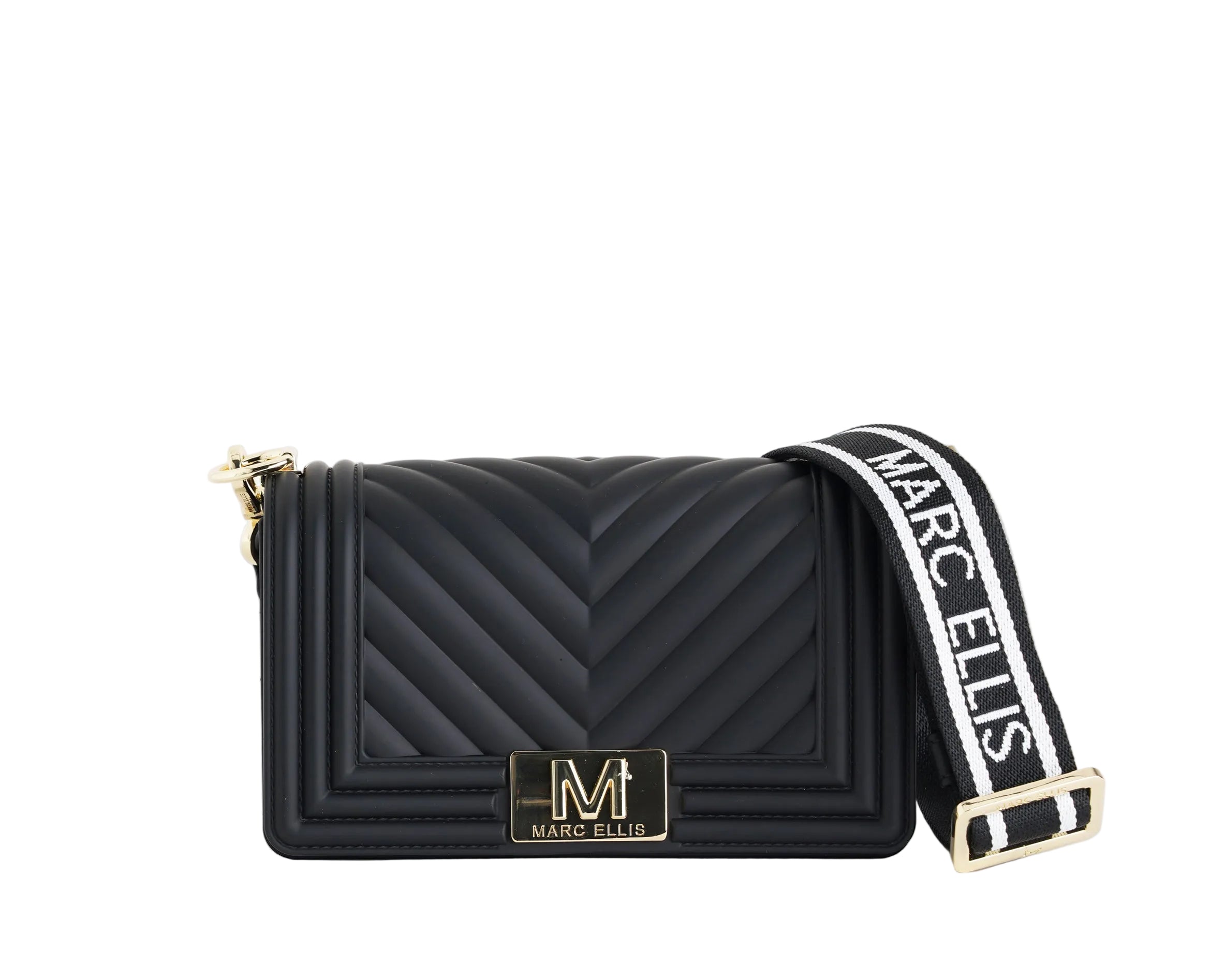 Borsa a spalla Marc Ellis Flat S Donna Black Light Gold - Vista frontale