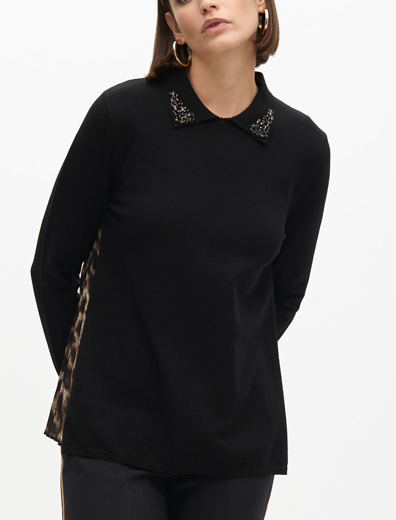 Maglione con schiena plissettata LOLA CASADEMUNT LF2511027 Nero/Marrone Donna