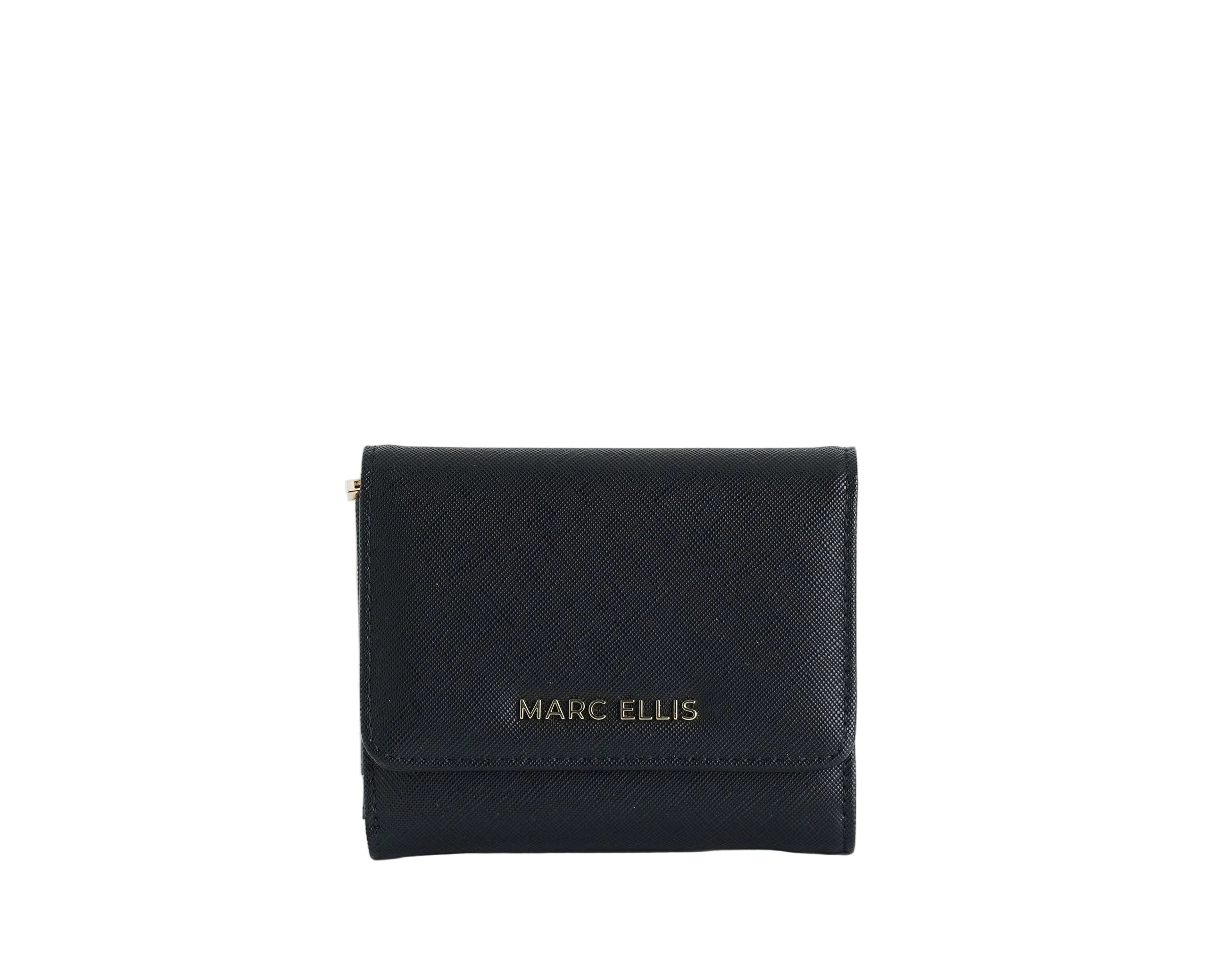 Portafoglio Marc Ellis Billye MF nero da donna in similpelle, 6 slot portacarte e portamonete, 11x13 cm
