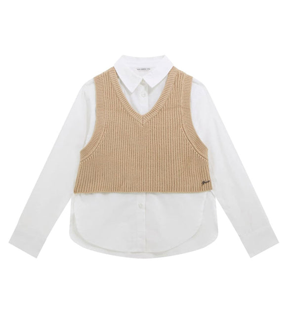 Camicia con gilet GUESS J5BH01 Pure White Bambina