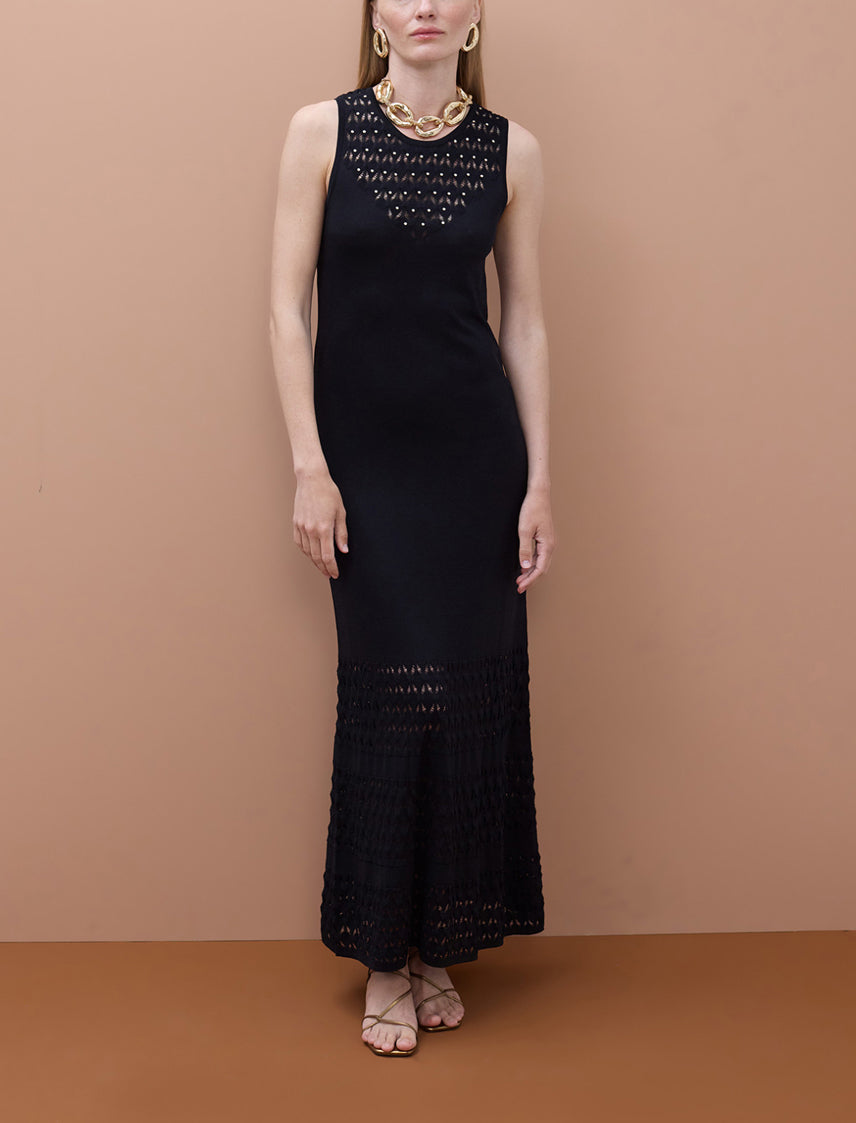 Abito lungo in maglia Lola Casademunt MS2616001 Nero Donna