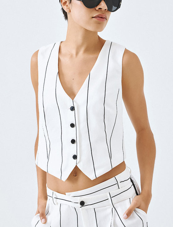 Gilet a righe Access Fashion 63-2179-975 Off White Donna