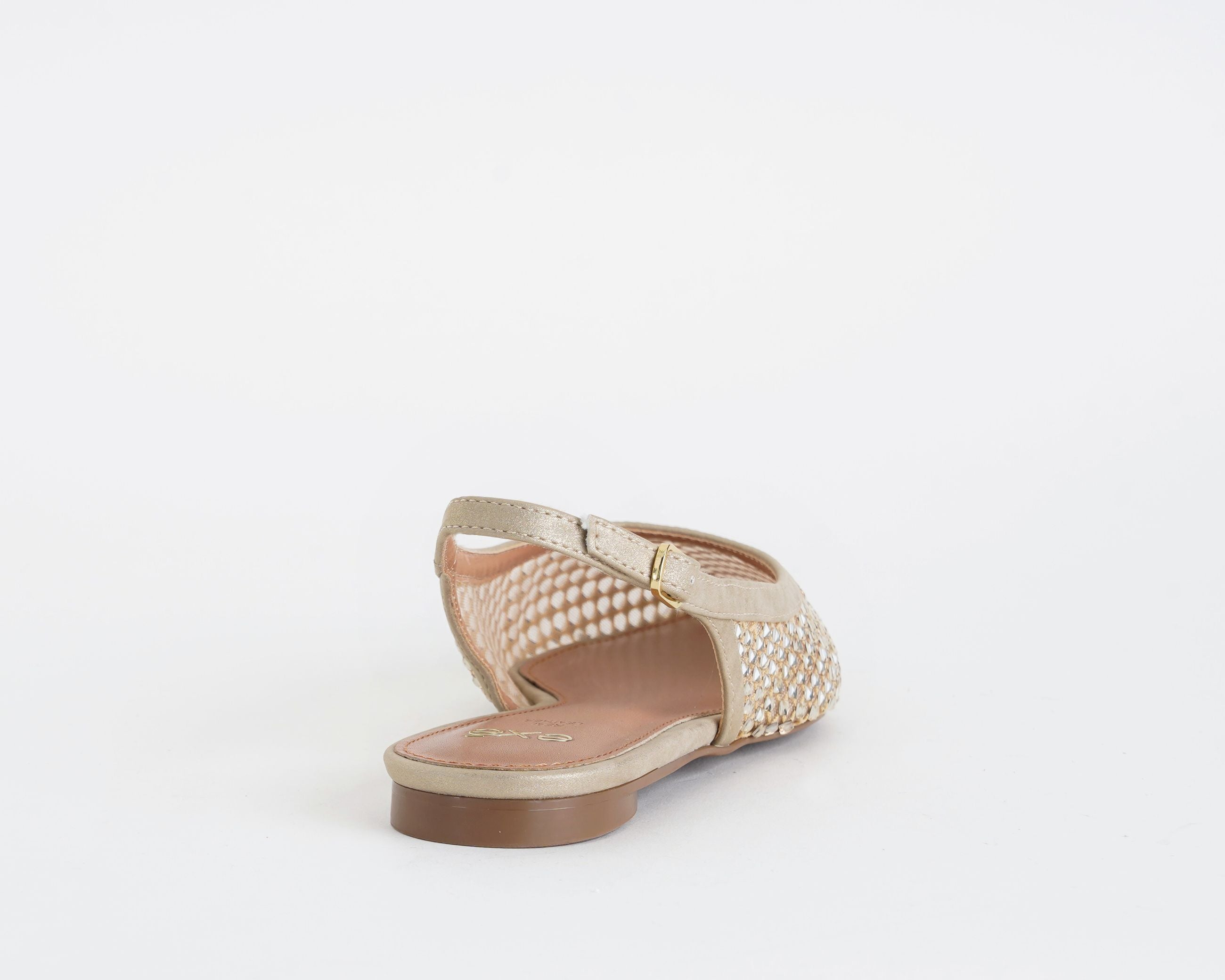 Ballerine donna EXE Miami-222 Beige Light Gold in mesh con strass