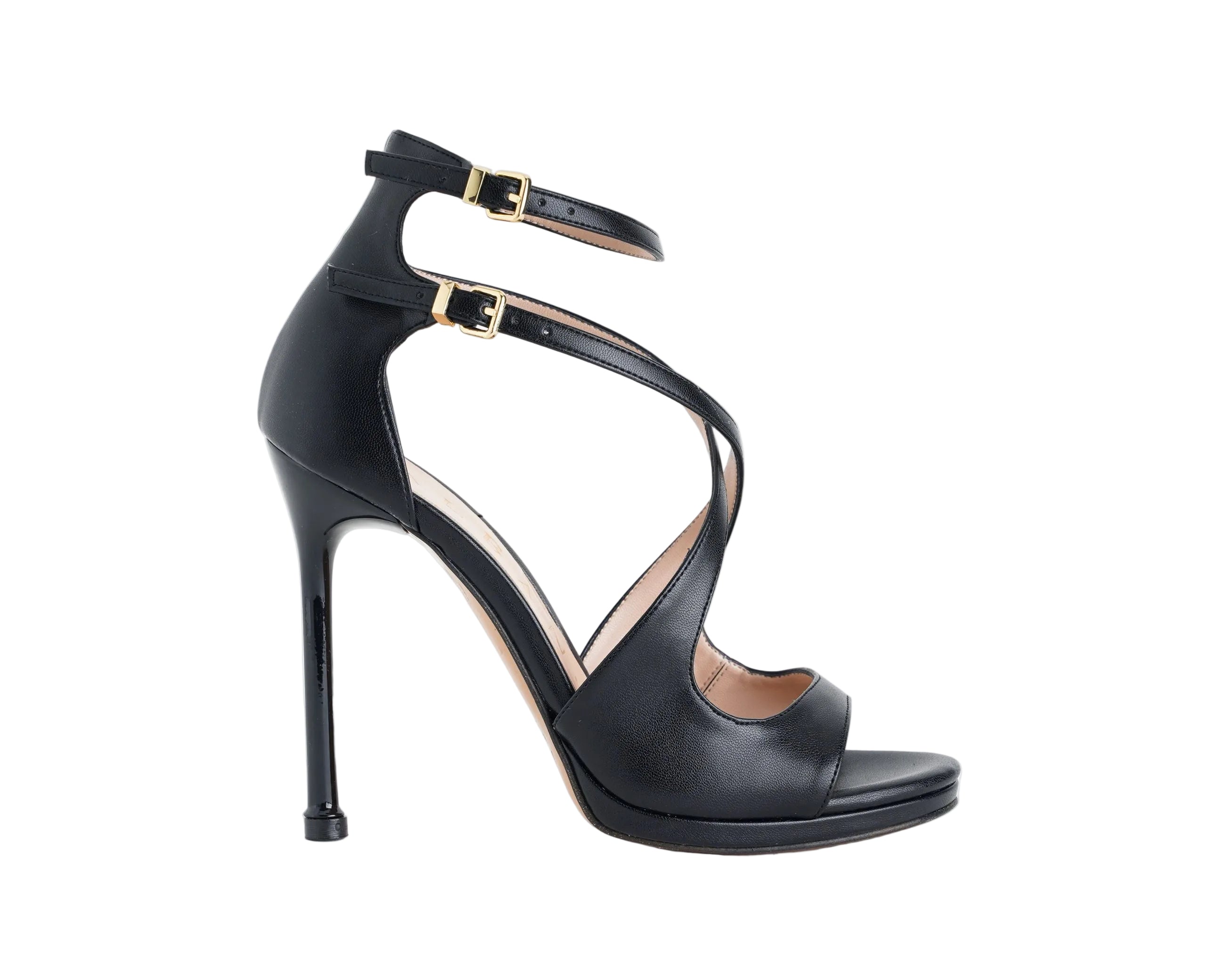 Sandalo alto ALBANO 5592 Nero donna – nappa con doppio cinturino