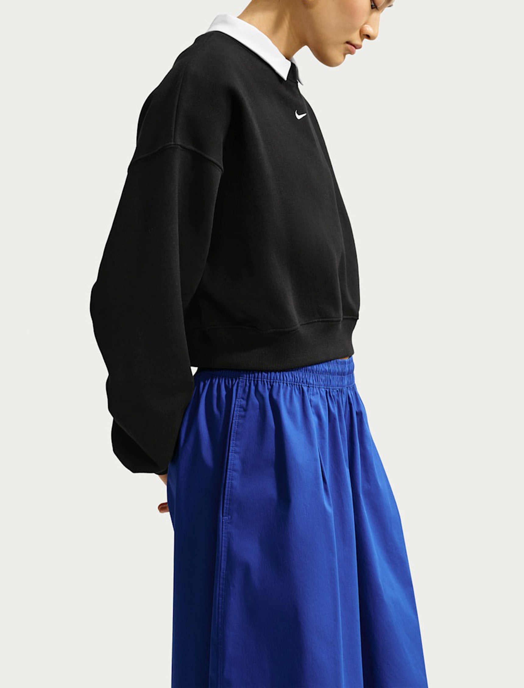 Felpa girocollo corta oversize Nike Studio IM8497-001 Total Black/(Sail)