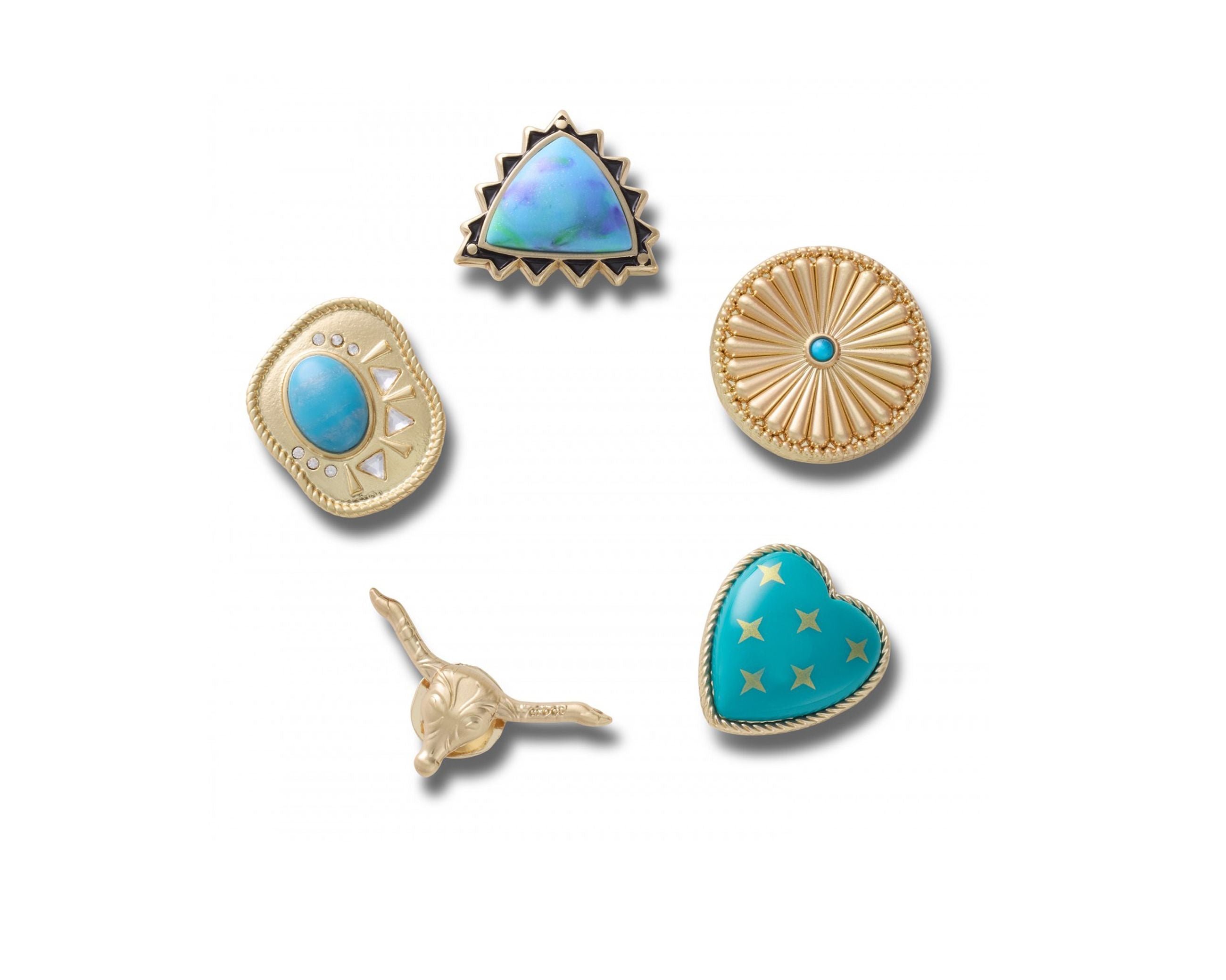 Charms Gold Turquoise Western 5 Paack CR.6151 JIB Unisex Uomo Donna