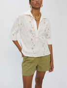 Camicia cotone collo pollo manica corta Lola Casademunt  LS2615055 Bianco 