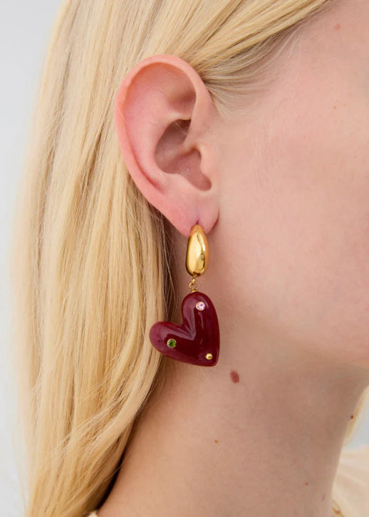 Orecchini Nalì Sof Cuore Con Pietre LNOR0146 Oro/Rosso