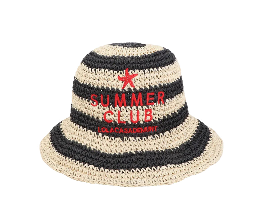 Cappello effetto rafia con ricamo Lola Casademunt LS2607024 Crudo/Nero Donna