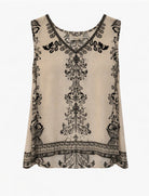 Top con scollo a V Pahiesa TPG2602 Ecru/Black