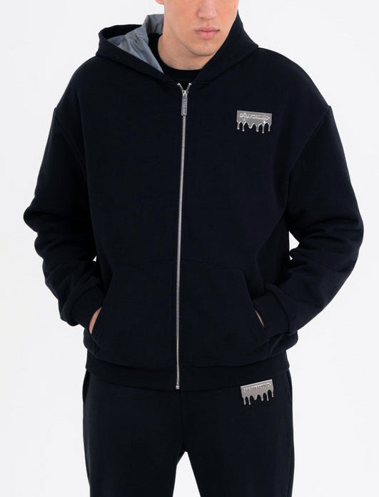 Felpa con zip Sprayground Silver Drip Smooth Perfect Full-zip SP997GBLK Nero Uomo