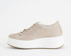 Sneakers con zeppa IGI&CO 1146811 sabbia da donna, tomaia in tessuto con lacci, zeppa 50 mm
