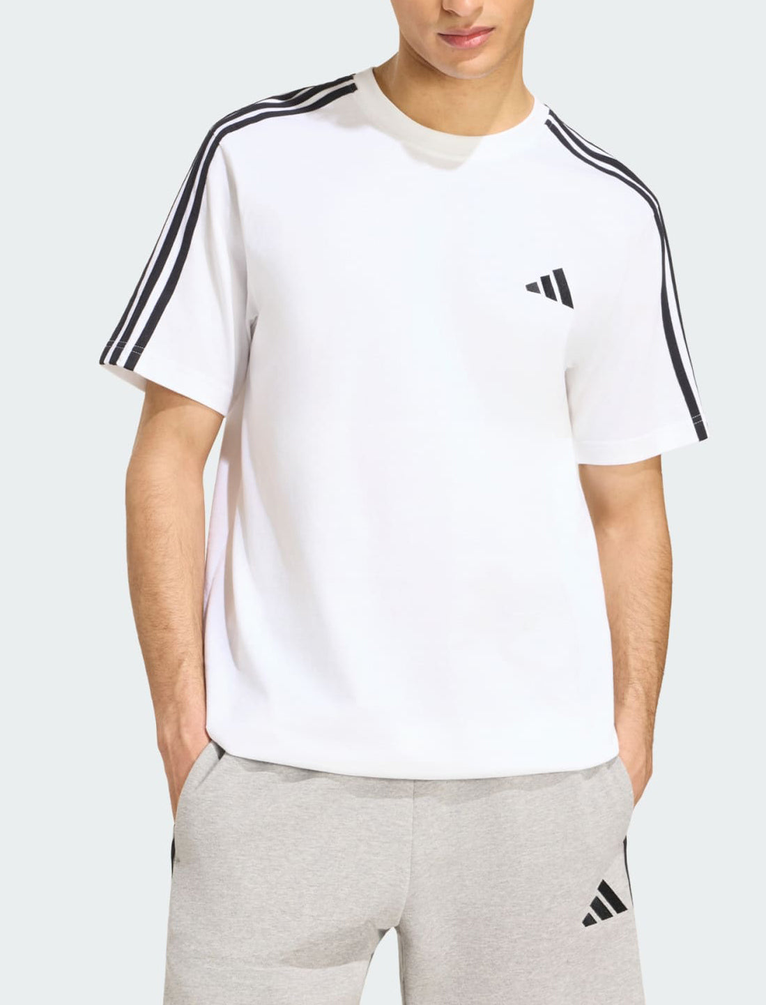 T-Shirt Adidas Essentials 3-Stripes KY4116 White/Black Uomo