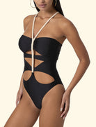 F**K FK26-SW0452BK trikini nero cut-out lurex