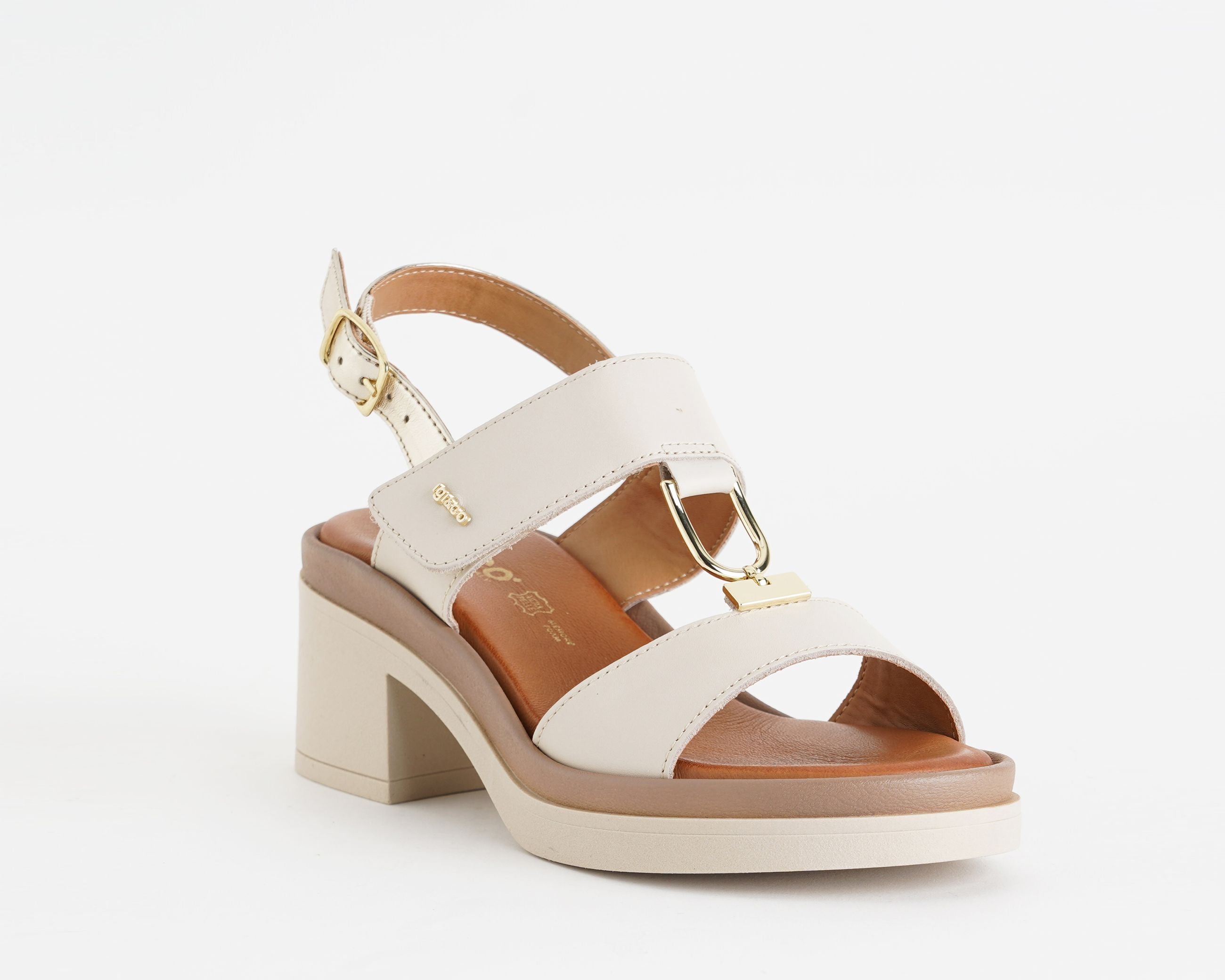Sandali con tacco IGI&CO 1193422 burro platino da donna, tomaia in pelle e similpelle, tacco 65 mm
