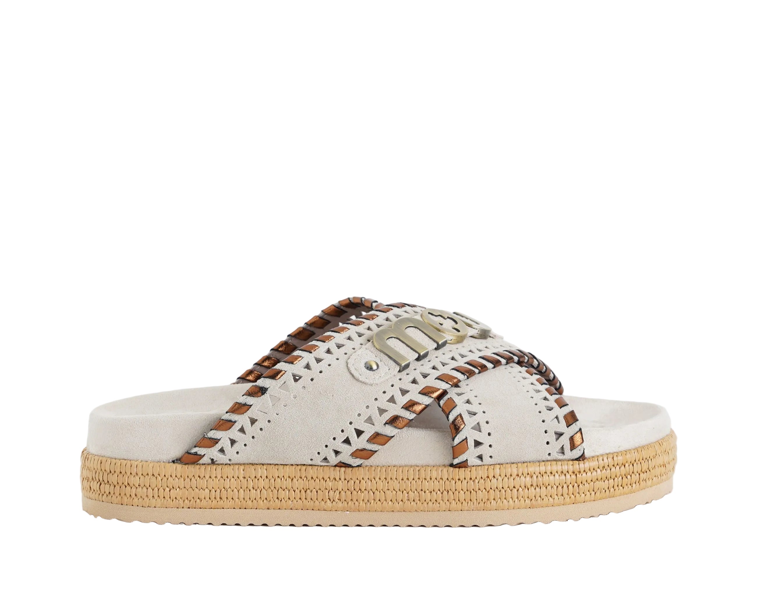 Sandalo Mou Criss-Cross Sandal Metal Stitching  Chalk MU.SW451013A Donna