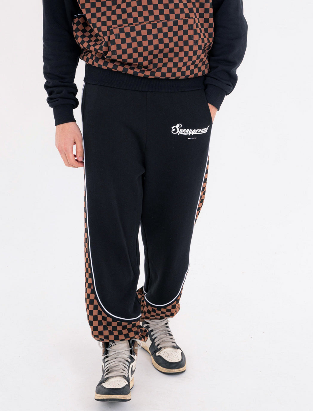 Joggers Sprayground Checkered Contrast SP934 Nero/Marrone Uomo