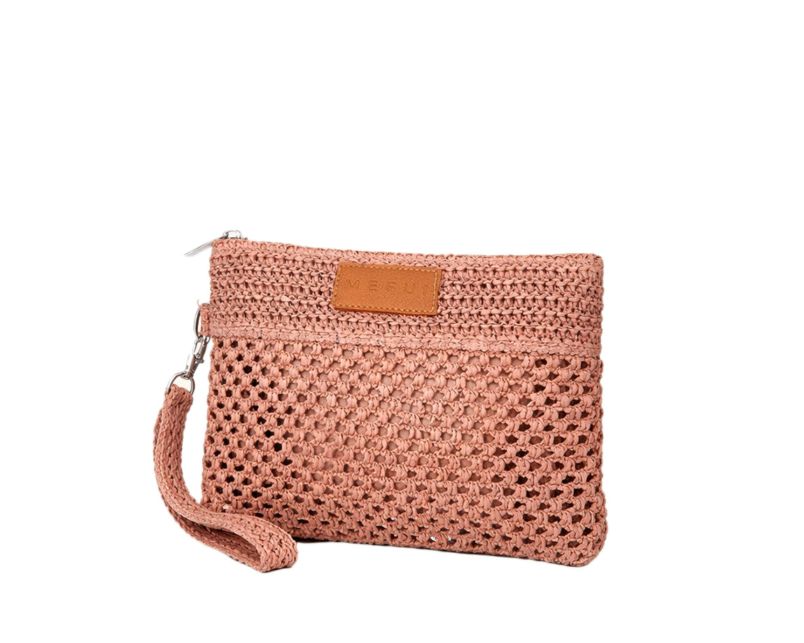 Mini Pochette Me Fui SW0055PK in rafia Rosa Donna