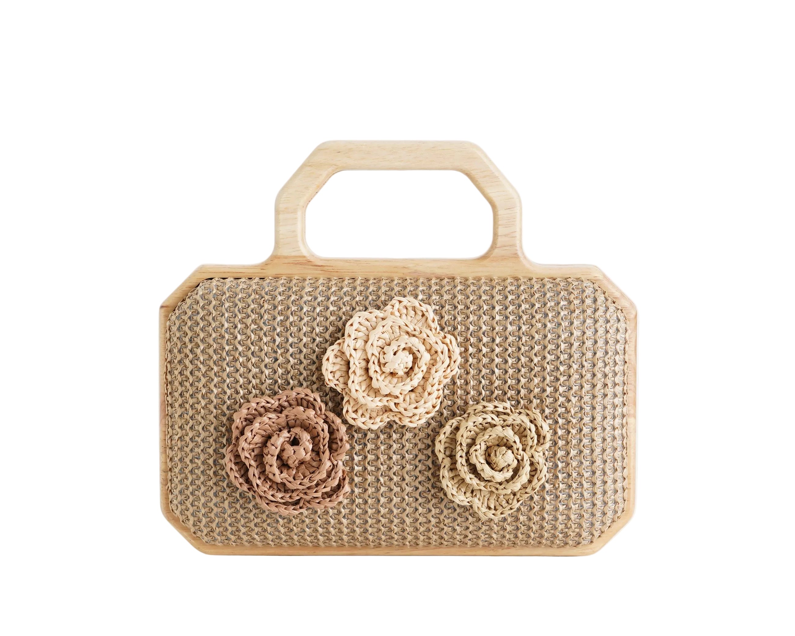 Borsa a mano rigida Exe M006-2 Khaki Flower 
